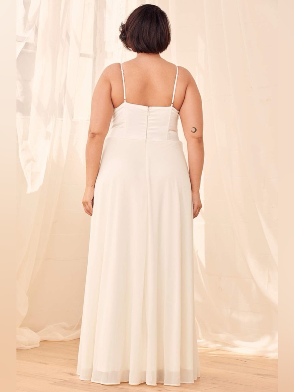 NWT Lulu’s Best Part Of Me Cream Satin Bustier Maxi Dress gown weddding prom L - Picture 6 of 14